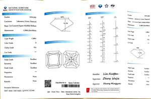 Doveggs 1.596ct radiant D color VS1 Clarity Excellent cut lab diamond stone(certified)