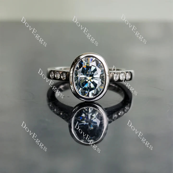 DovEggs bezel pave engagement ring only semi-mount only(Exclusively to DovEggs Stones)