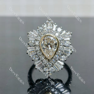 Debbie's Ballerina pear halo vintage moissanite engagement ring