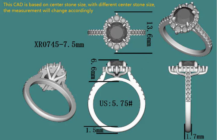 The Amanda round half eternity pave halo engagement ring only semi-mount only(Exclusively to DovEggs Stones)