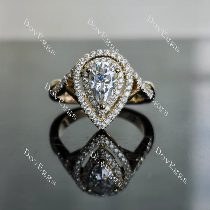 DovEggs double halo pave engagement ring semi-mount only(Exclusively to DovEggs Stones)