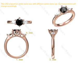 Doveggs three-stone  engagement ring semi-mount only(Exclusively to DovEggs Stones)