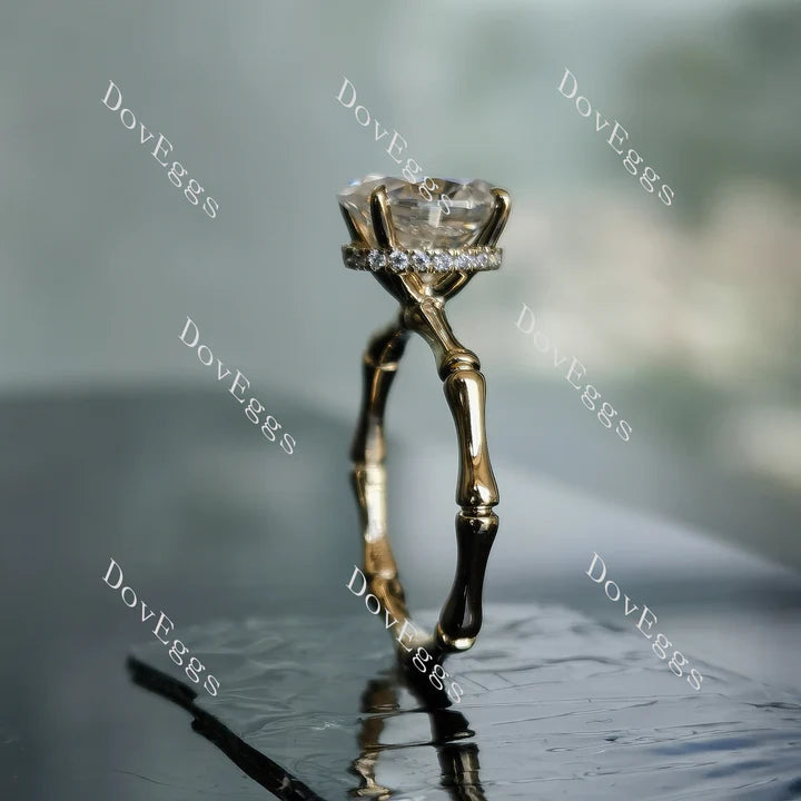 DovEggs bamboo art deco engagement ring only semi-mount only(Exclusively to DovEggs Stones)