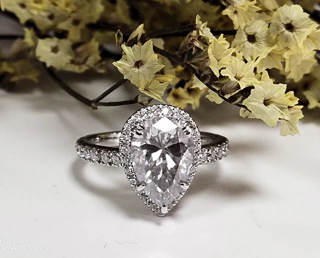 DovEggs half eternity halo engagement ring semi-mount only(Exclusively to DovEggs Stones)