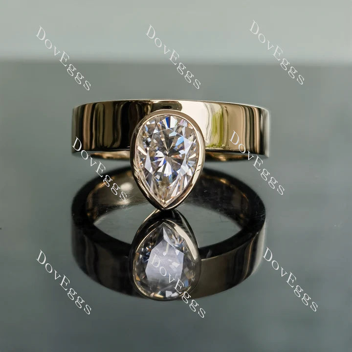 Doveggs bezel solitaire engagement ring semi-mount only(Exclusively to DovEggs Stones)