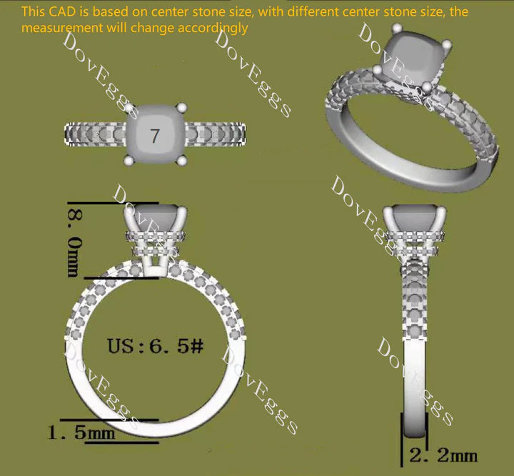 DovEggs half eternity pave engagement ring only semi-mount only(Exclusively to DovEggs Stones)