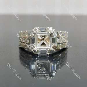 DovEggs halo pave art deco engagement ring only semi-mount only(Exclusively to DovEggs Stones)