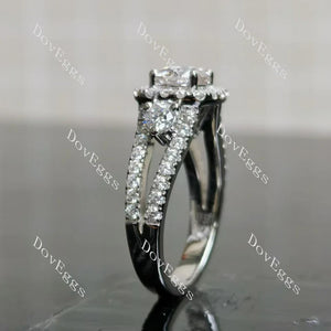 The Josephine halo side stones split shanks engagement ring semi-mount only(Exclusively to DovEggs Stones)