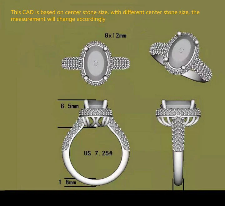 DovEggs pave halo engagement ring semi-mount only(Exclusively to DovEggs Stones)