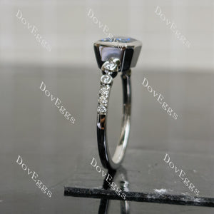 Doveggs radiant bezel twilight blue moissanite engagement ring