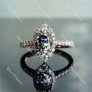 Doveggs oval halo half eternity pave stardust grey moissanite engagement ring