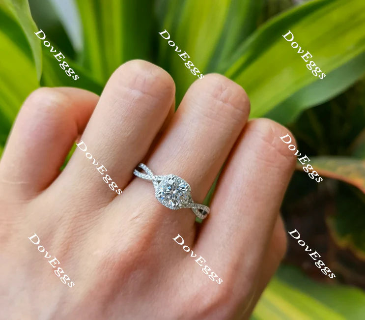 Doveggs cris cross band halo engagement ring semi-mount only(Exclusively to DovEggs Stones)