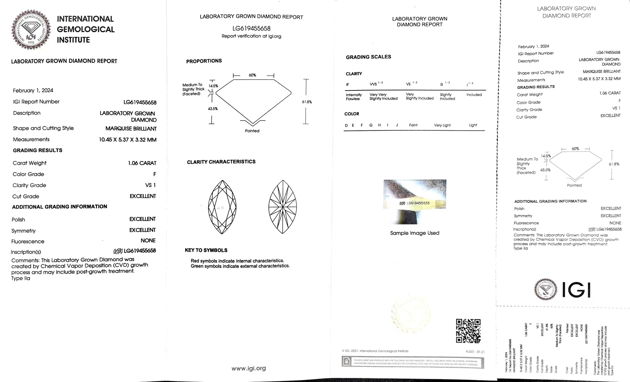 Doveggs 1.06ct Marquise F color VS1 Clarity Excellent cut lab diamond stone(certified)