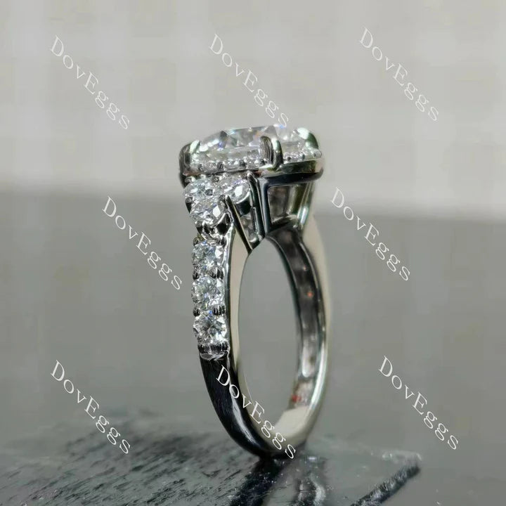 Doveggs halo side stones engagement ring semi-mount only(Exclusively to DovEggs Stones)