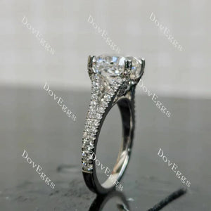 Doveggs Cushion Pave Split Shanks Lab Grown Diamond Engagement Ring