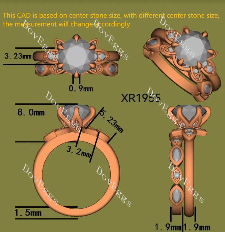 Doveggs floral engagement ring semi-mount only(Exclusively to DovEggs Stones)