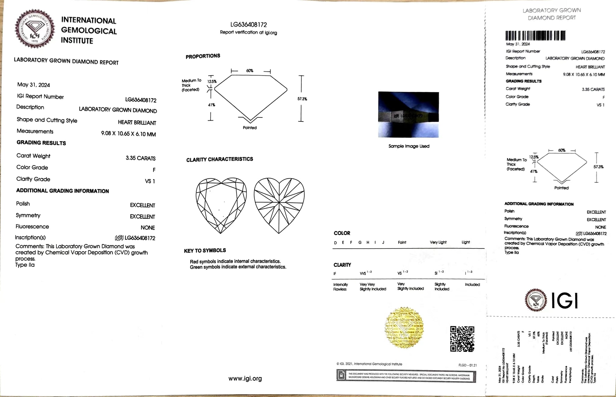 Doveggs 3.35ct heart F color VS1 Clarity Excellent cut lab diamond stone(certified)