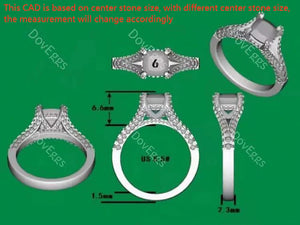 The Brooklyn split shank engagement ring only semi-mount only(Exclusively to DovEggs Stones)