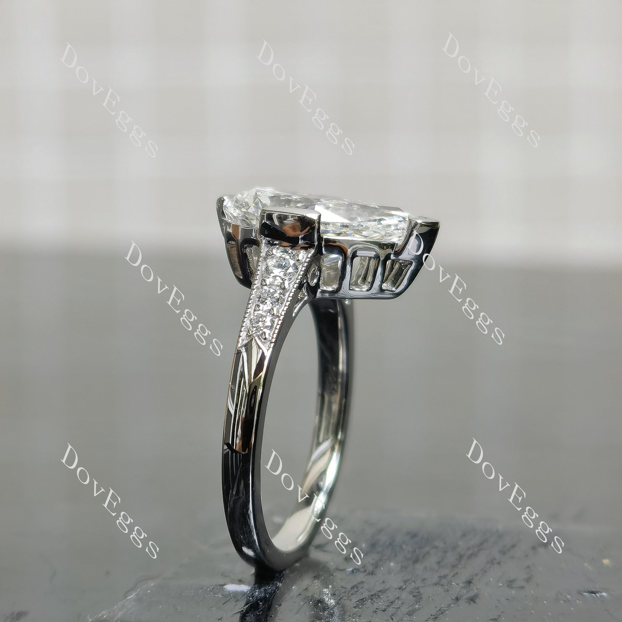 Doveggs pave art deco engagement ring semi-mount only(Exclusively to DovEggs Stones)