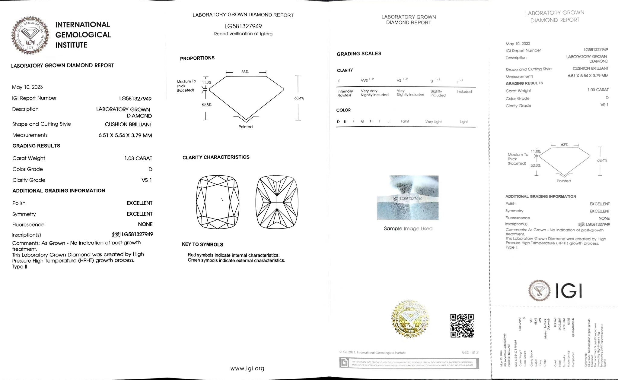 Doveggs 1.03ct cushion D color VS1 Clarity Excellent cut lab diamond stone(certified)