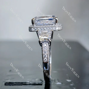 The Aunt Gabby three stone halo engagement ring only semi-mount only(Exclusively to DovEggs Stones)