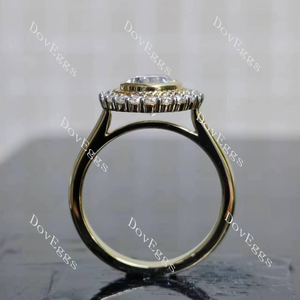 Doveggs oval bezel halo moissanite engagement ring