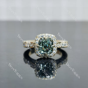 Cushion Halo Green Lab Grown Diamond 