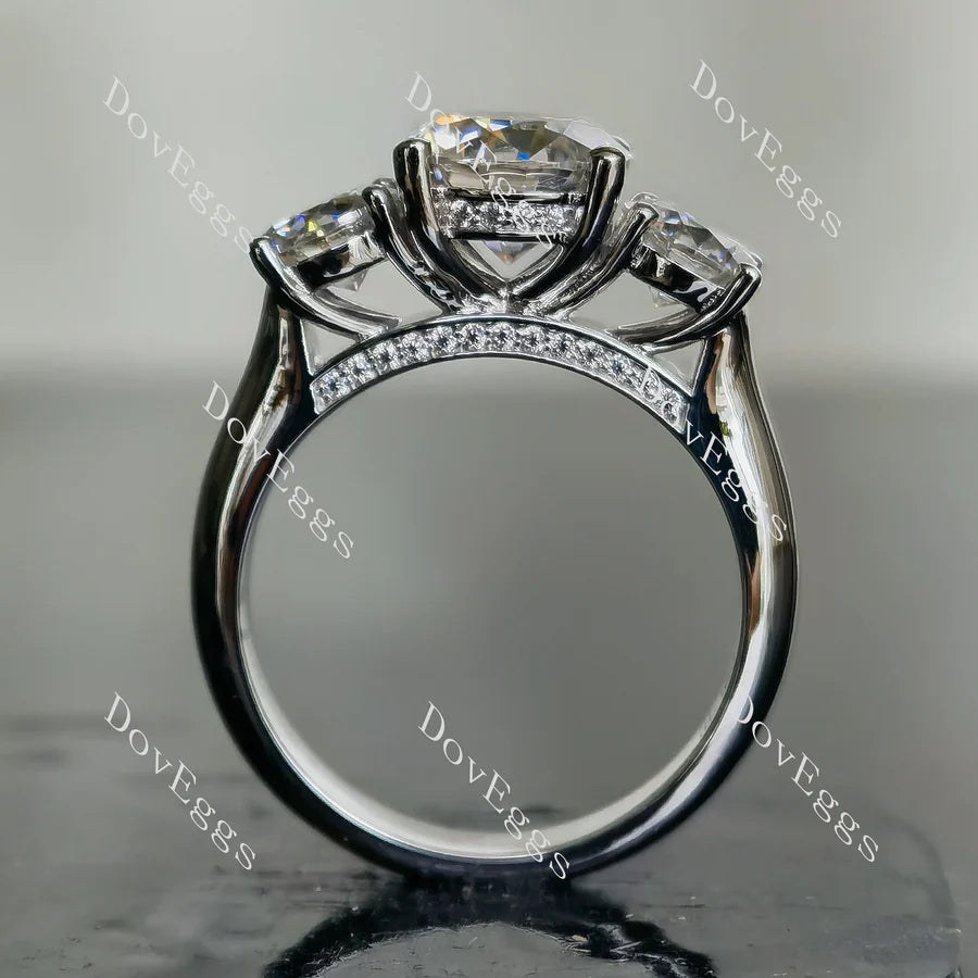 DovEggs three-stone engagement ring semi-mount only(Exclusively to DovEggs Stones)