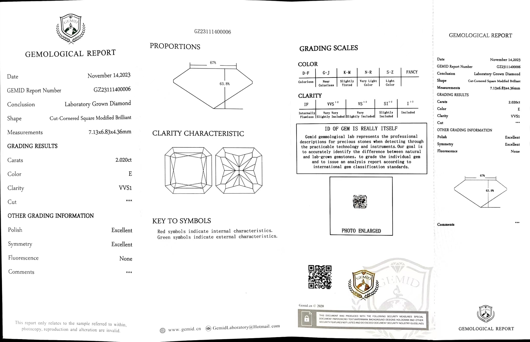 Doveggs 2.02ct radiant E color VVS1 Clarity Excellent cut lab diamond stone(certified)