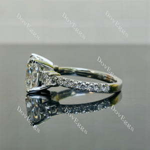 Doveggs Cushion Pave 3/4 Eternity Lab Grown Diamond Engagement Ring