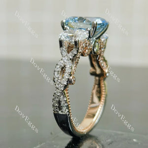 The Mary pave split shanks three stones engagement ring only semi-mount only(Exclusively to DovEggs Stones)