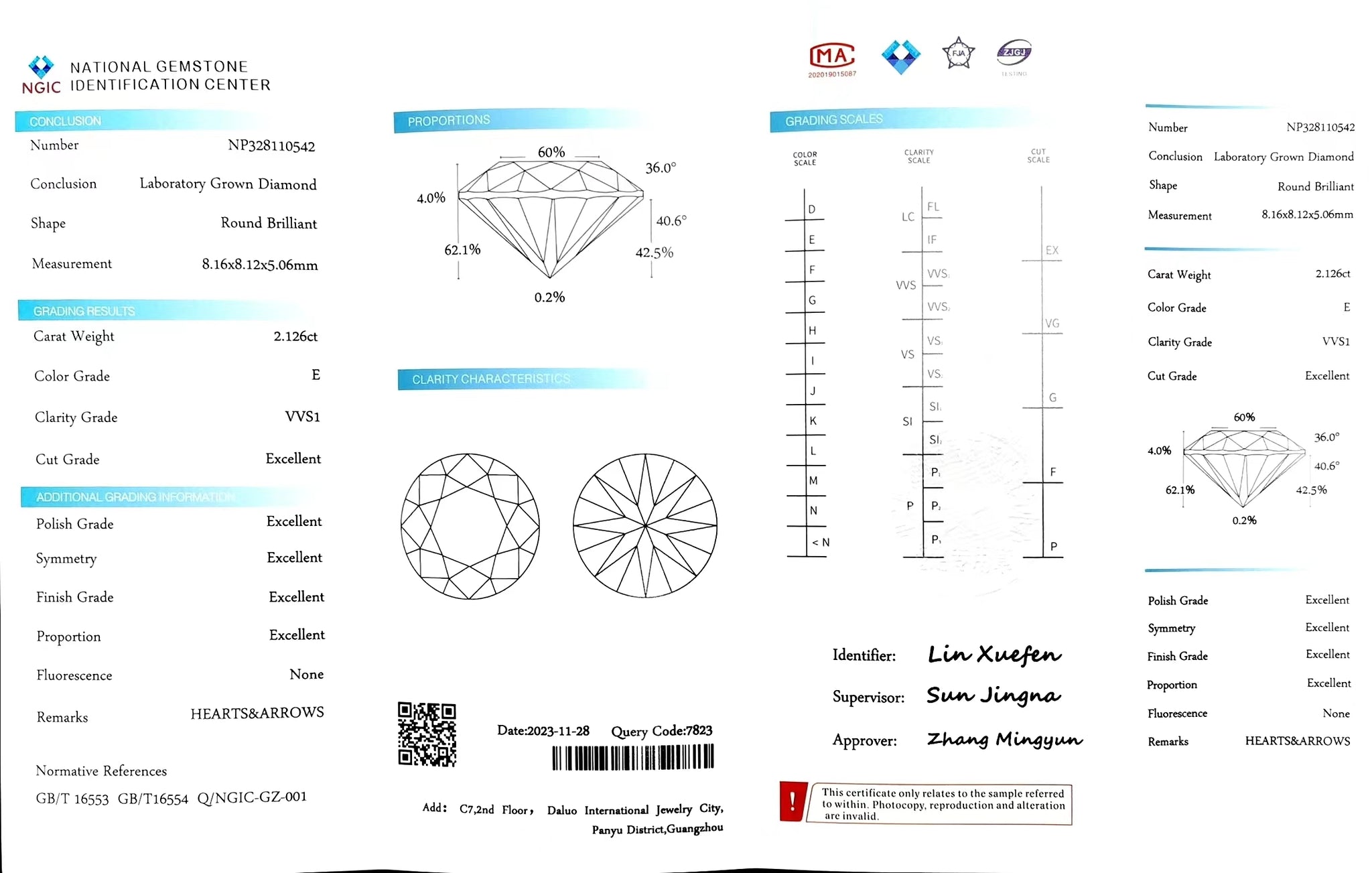 Doveggs 2.126ct round E color VVS1 Clarity Excellent cut lab diamond stone(certified)