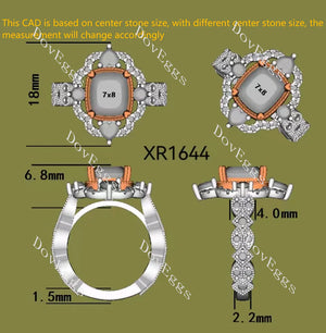 Doveggs floral bezel engagement ring semi-mount only(Exclusively to DovEggs Stones)