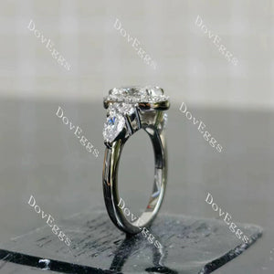 Doveggs Oval Halo Side Stones Lab Grown Diamond Engagement Ring