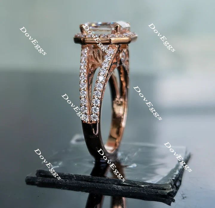 DovEggs split shank halo pave engagement ring only semi-mount only(Exclusively to DovEggs Stones)