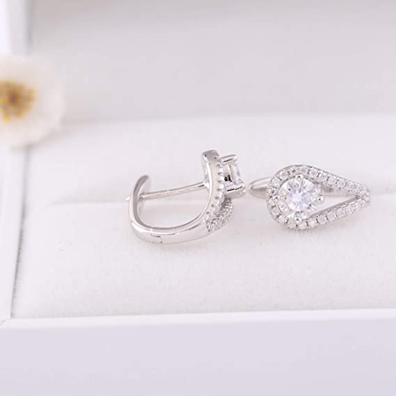 Doveggs 1ct round moissanite hoop earrings for women