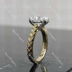 Doveggs radiant bezel carved moissanite engagement ring