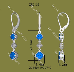 Doveggs asscher round bezel colored gem dangle earrings