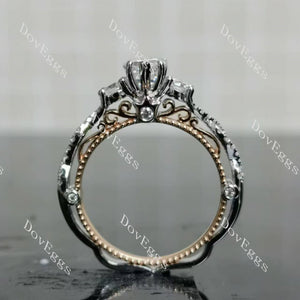 Doveggs pear pave vintage moissanite bridal set (2 rings)