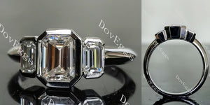 Doveggs three stone bezel engagement ring semi-mount only(Exclusively to DovEggs Stones)