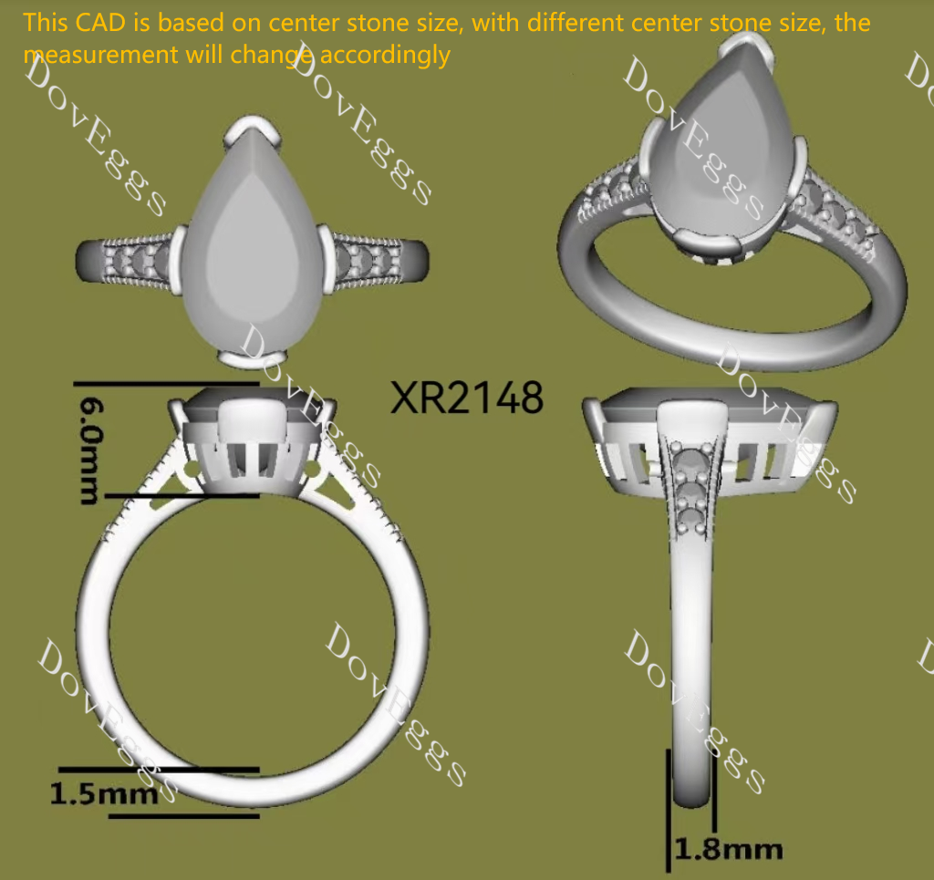 Doveggs pave art deco engagement ring semi-mount only(Exclusively to DovEggs Stones)