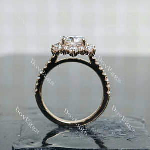 Doveggs round floral half eternity moissanite engagement ring