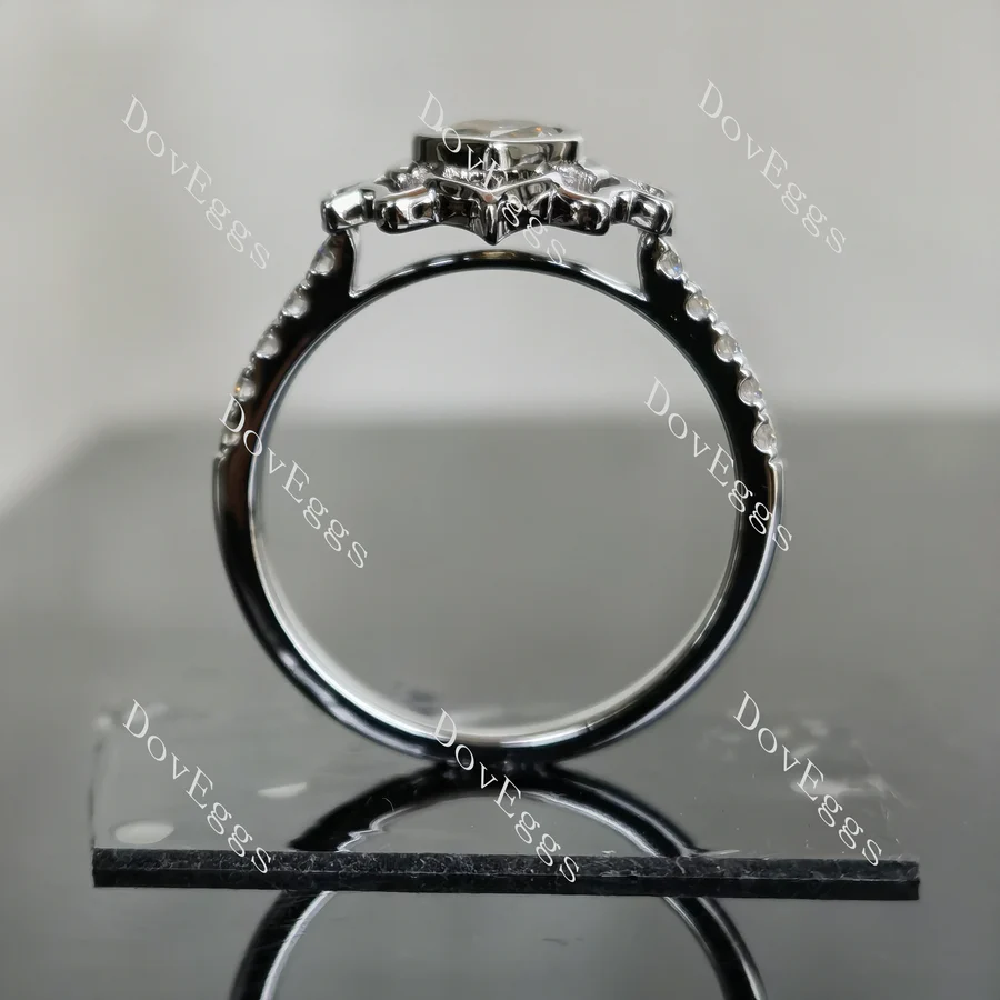 Doveggs pear bezel pave engagement ring semi-mount only(Exclusively to DovEggs stones)