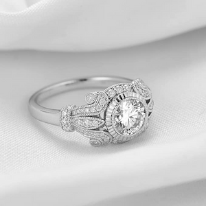 DovEggs 1ct round vintage floral moissanite engagement ring