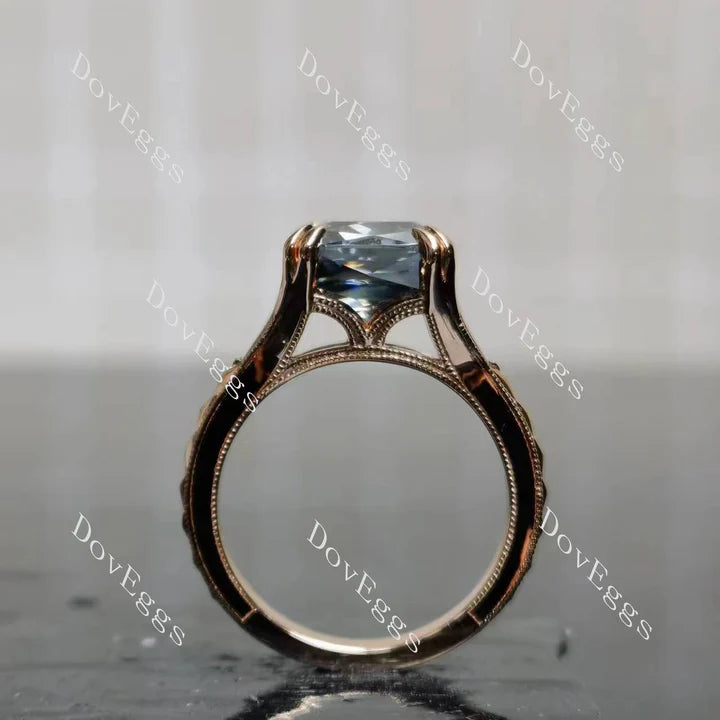 Movement solitaire pave split shanks engagement ring semi-mount only(Exclusively to DovEggs Stones)