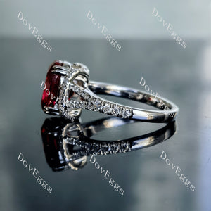 I‘abbraccio oval half eternity pave split shank colored gem engagement ring