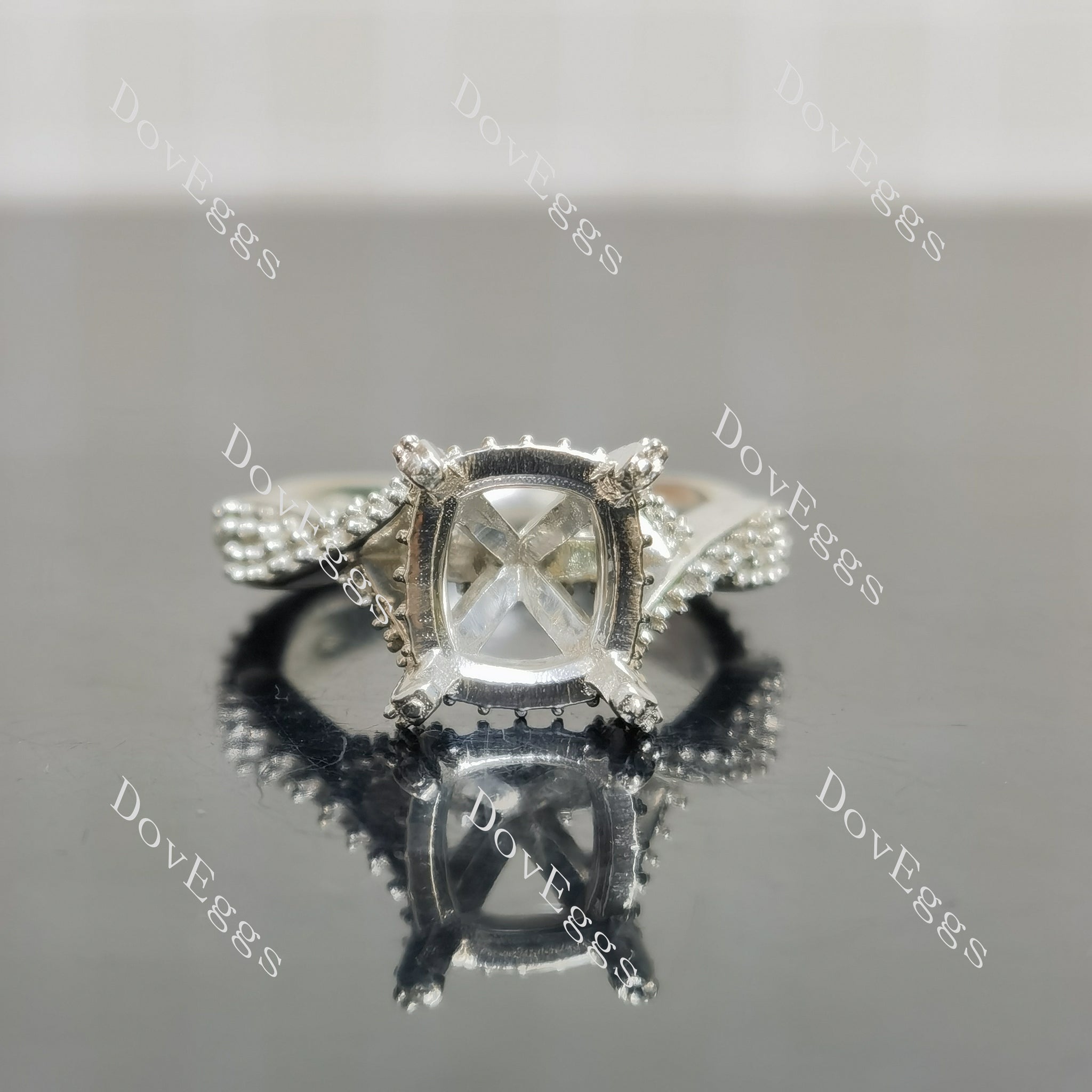 Doveggs split shanks pave engagement ring semi-mount only(Exclusively to DovEggs Stones)