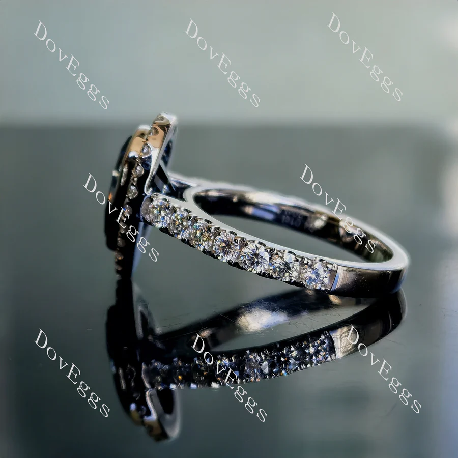 Doveggs halo bezel pave engagement ring semi-mount only(Exclusively to DovEggs stones)