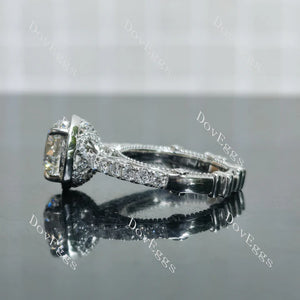 Doveggs pave halo art deco engagement ring semi-mount only(Exclusively to DovEggs Stones)