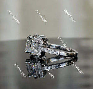 DovEggs halo three stone engagement ring semi-mount only(Exclusively to DovEggs Stones)